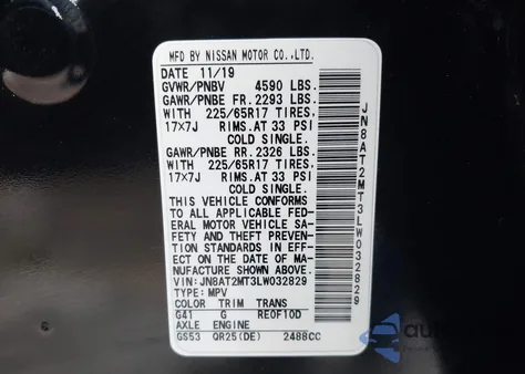 2020 Nissan Rogue S Fwd из США, поврежденный, VIN JN8AT2MT3LW032829